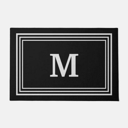 Elegantes graues monogrammiertes Fußmatte (Vorderseite)
