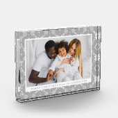 Elegantes Graues Nordic Snowflake Muster Weihnacht Fotoblock (Links)