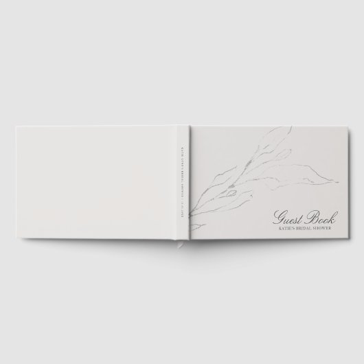 Elegantes graues Pencil geätztes Twig-Brautparty Gästebuch (Voll)