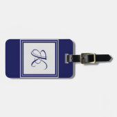 Elegantes, graues Quadrat-Muster, initiales Monogr Gepäckanhänger (Vorderseite horizontal)