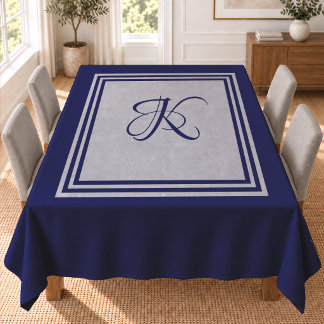 Elegantes, graues Quadrat-Muster, initiales Monogr Tischdecke