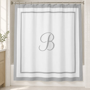 Elegantes graues Rand- Script-Monogramm Duschvorhang