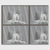 Elegantes graues Retro Woodland Holiday Wrapping P Geschenkpapier (Flach)