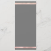 Elegantes, graues Rosengold - Hochzeitsmenü Programm (Rückseite)