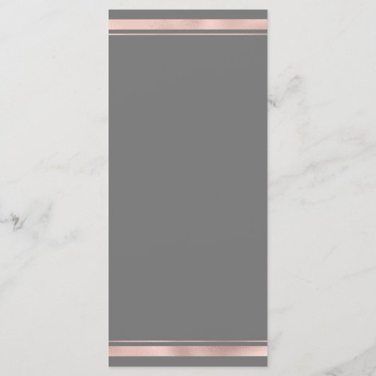 Elegantes, graues Rosengold - Hochzeitsmenü Programm (Rückseite)