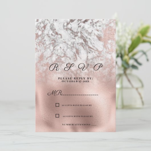 Elegantes graues Rosengold-UAWG Einladung (Stehend Vorderseite)