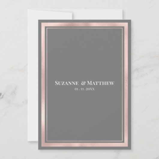 Elegantes graues Rosengold-UAWG Einladung (Rückseite)