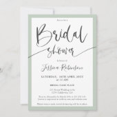 Elegantes graues schlinggrünes Script-Brautparty Einladung (Vorderseite)