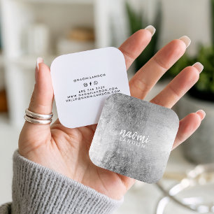 Elegantes graues silbernes modernes quadratisches quadratische visitenkarte