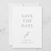 Elegantes graues Skript-Monogramm-Hochzeit Save The Date (Vorderseite)