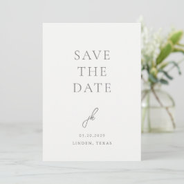 Elegantes graues Skript-Monogramm-Hochzeit Save The Date