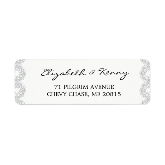 Elegantes, graues Spitzen-Rücksendezeichen (Vorne)