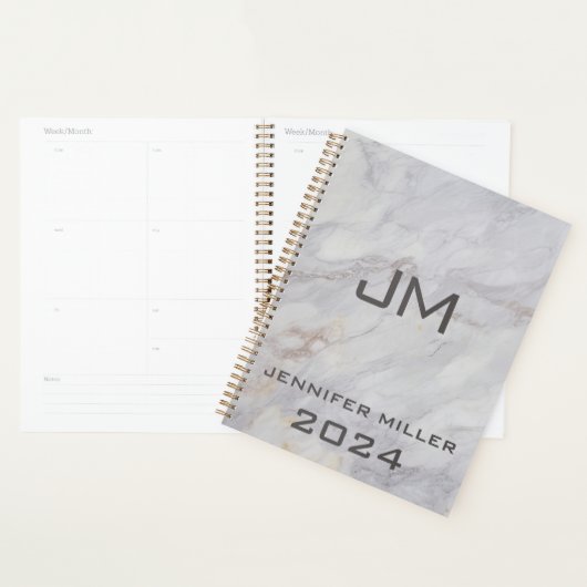 Elegantes graues und beigefarbenes Marmordesign Planer (Anzeige)