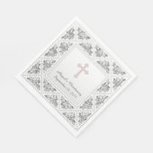 Elegantes Graues und rosa Kreuz Serviette (Ecke)