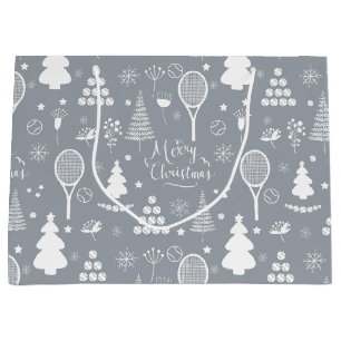 Elegantes graues und weißes Tennis Weihnachten Große Geschenktüte
