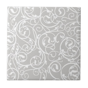 Elegantes graues Vintage-Rocken-Damaskmuster Fliese