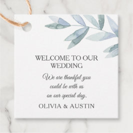 Elegantes graues, wasserfarbenes Blattwerk. Botani Geschenkanhänger