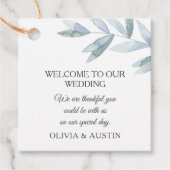 Elegantes graues, wasserfarbenes Blattwerk. Botani Geschenkanhänger (Vorderseite)