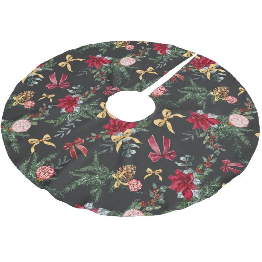 Elegantes graues Weihnachtsmuster Polyester Weihnachtsbaumdecke (Schrägansicht)