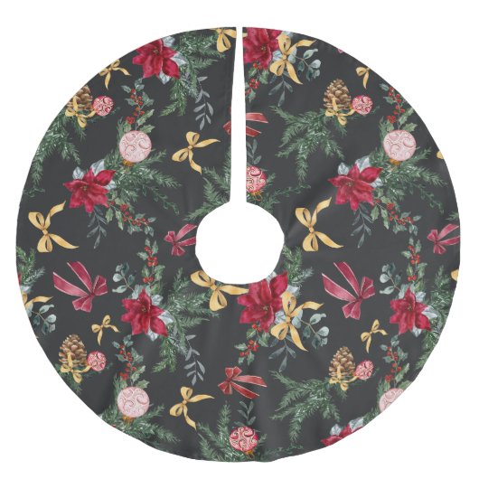 Elegantes graues Weihnachtsmuster Polyester Weihnachtsbaumdecke (Vorderseite)