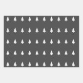 Elegantes Graues Weiß Weihnachtsbaum Muster Gesche Geschenkpapier Set (Vorderseite 3)
