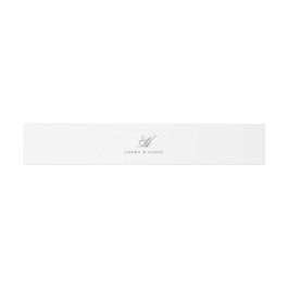 Elegantes Graues weißes Monogramm-Bauchband Einladungsbanderole