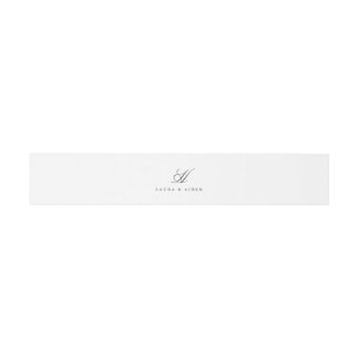 Elegantes Graues weißes Monogramm-Bauchband Einladungsbanderole