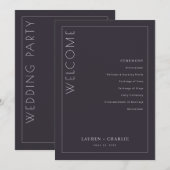 Elegantes graues Zeremonienprogramm Programm (Vorne/Hinten)