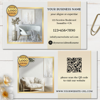 Elegantes Graugoldmöbel oder Innendesign Visitenkarte