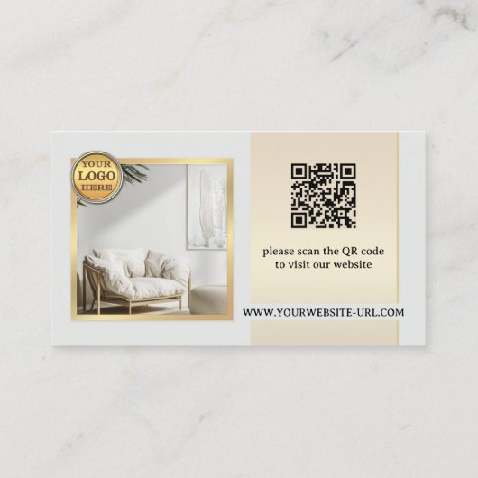 Elegantes Graugoldmöbel oder Innendesign Visitenkarte (Rückseite)