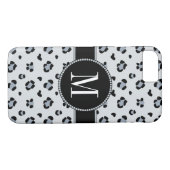 Elegantes Grauschneeleopard Cool Silver Monogramm Case-Mate iPhone Hülle (Rückseite (Horizontal))