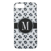 Elegantes Grauschneeleopard Cool Silver Monogramm Case-Mate iPhone Hülle (Rückseite)