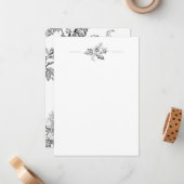 Elegantes, graviertes B&W Floral mit Name oder Mon Mitteilungskarte (Vorderseite/Rückseite Beispiel)