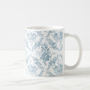 Elegantes graviertes blaues und weißes BlumenToil Kaffeetasse