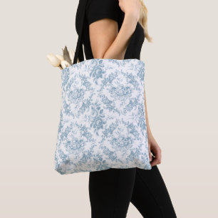 Elegantes graviertes blaues und weißes BlumenToil Tasche