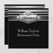 Elegantes Gray and Black Mans Retirement Party Einladung (Vorne/Hinten)
