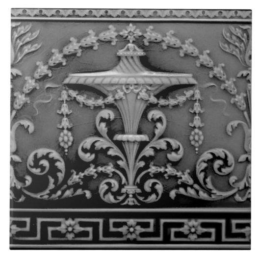Elegantes Gray Black Neoklassische Antique Repro T Fliese (Vorderseite)