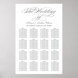 Elegantes Gray Calligraphy Seating Chart Poster