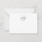 Elegantes Gray Calligraphy Split Monogram Mitteilungskarte (Vorderseite)