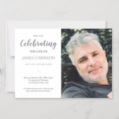 Elegantes Gray Celebration of Life Funeral Foto Magneteinladung (Vorderseite)