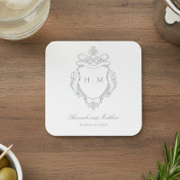 Elegantes Gray Chinoiserie Bird Wappen Wedding