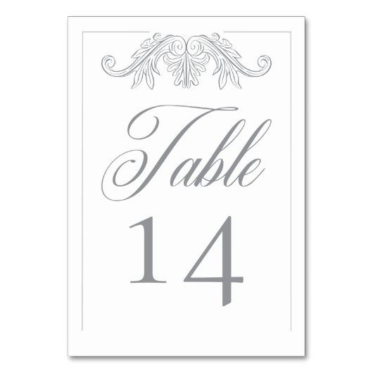 Elegantes Gray Chinoiserie Bird Wappen Wedding Tischnummer (Rückseite)