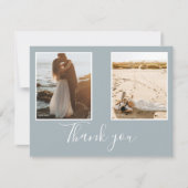Elegantes Gray Nautical Anchor Wedding Foto Dankeskarte (Vorderseite)