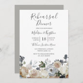 Elegantes Gray & Peach Probe Abendessen Einladung (Vorne/Hinten)