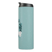 Elegantes Gray Ranunculus Blume & Foliage Monogram Thermosbecher (Nach rechts gedreht)