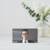 Elegantes Gray Real Anwesen Design mit Foto Visitenkarte (Stehend Vorderseite)