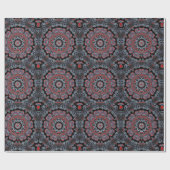 Elegantes Gray & Red Mandala Wrapping Paper Geschenkpapier (Flach)