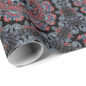 Elegantes Gray & Red Mandala Wrapping Paper Geschenkpapier (Rolleneckpunkt)
