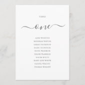Elegantes Gray Script Tischnummer 1 Seating Chart (Vorderseite)