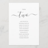 Elegantes Gray Script Tischnummer 2 Seating Chart (Rückseite)